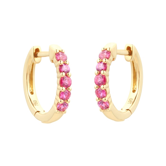 Goldsmiths 18ct Yellow Gold Ruby Hoops