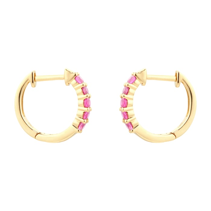 Goldsmiths 18ct Yellow Gold Ruby Hoops