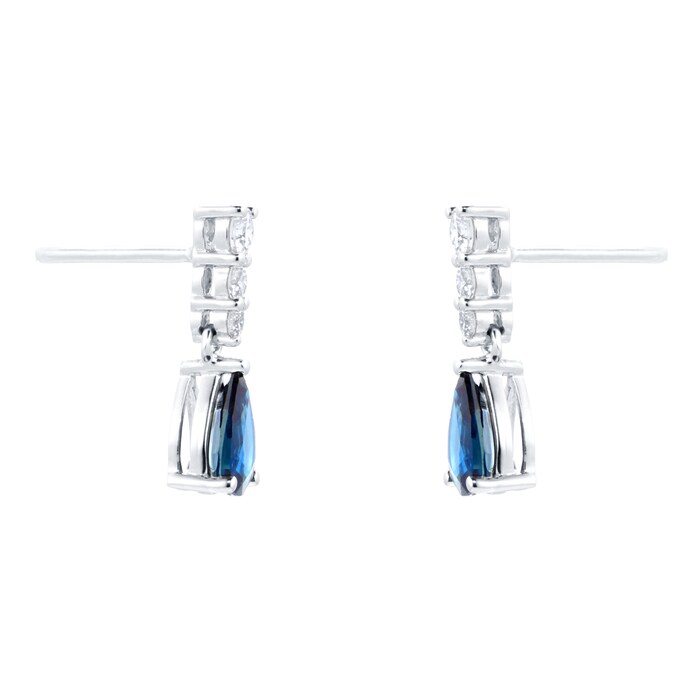 Goldsmiths 18ct White Gold Diamond & Sapphire Drop Earrings