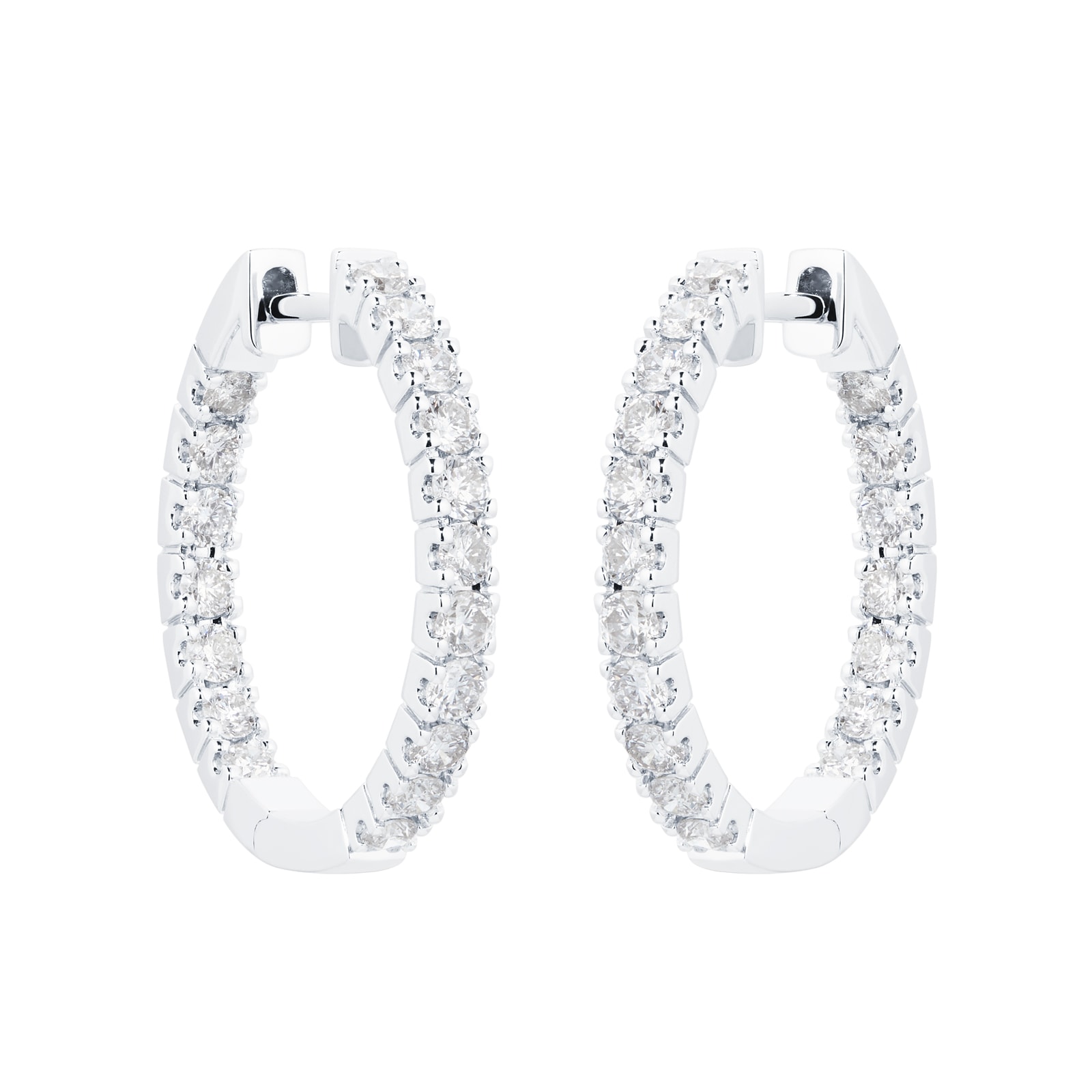 Mappin & Webb 18ct White Gold 1.00cttw Diamond 20mm Hoop Earrings