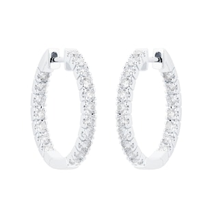 Mappin & Webb 18ct White Gold 1.00cttw Diamond 20mm Hoop Earrings