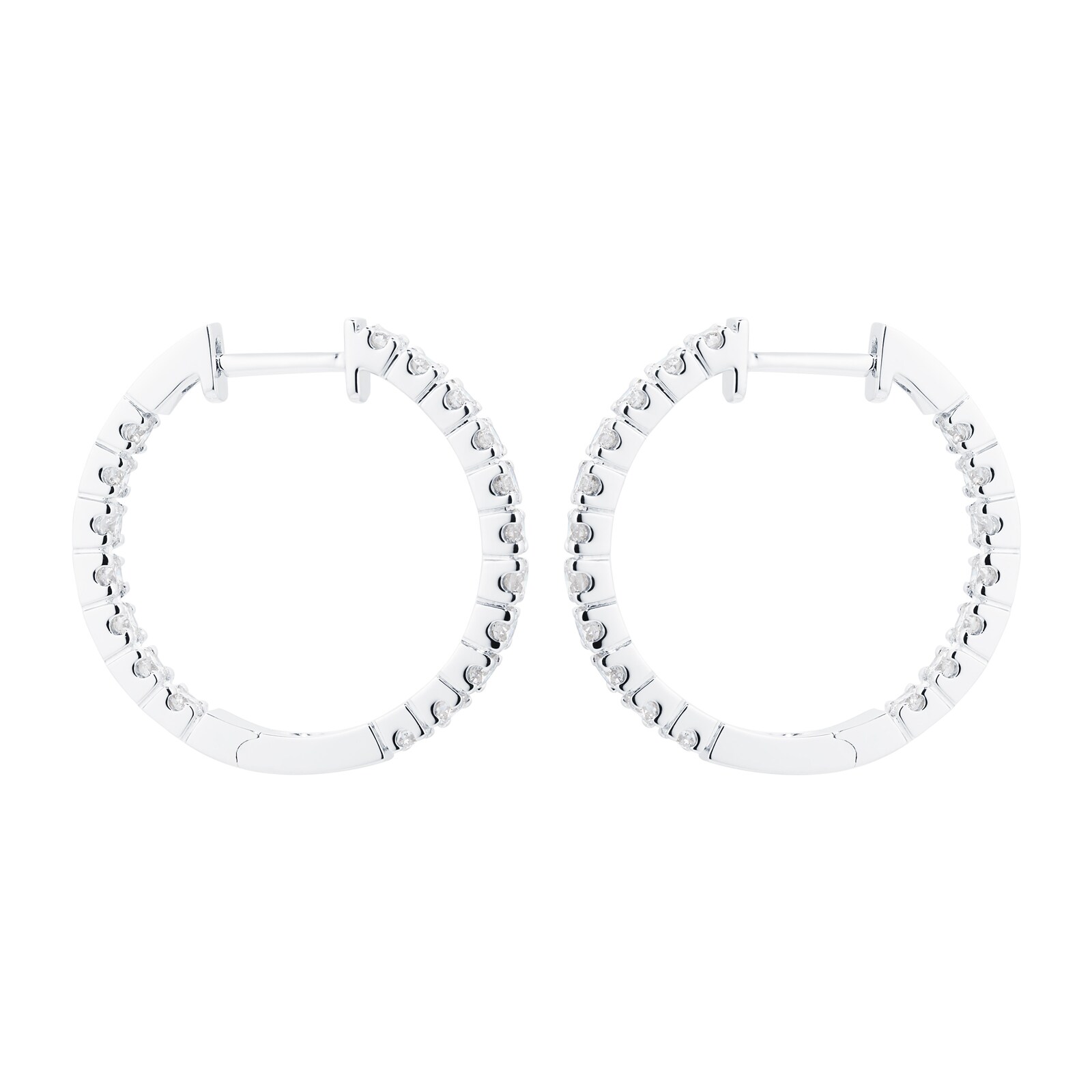 Mappin & Webb 18ct White Gold 1.00cttw Diamond 20mm Hoop Earrings