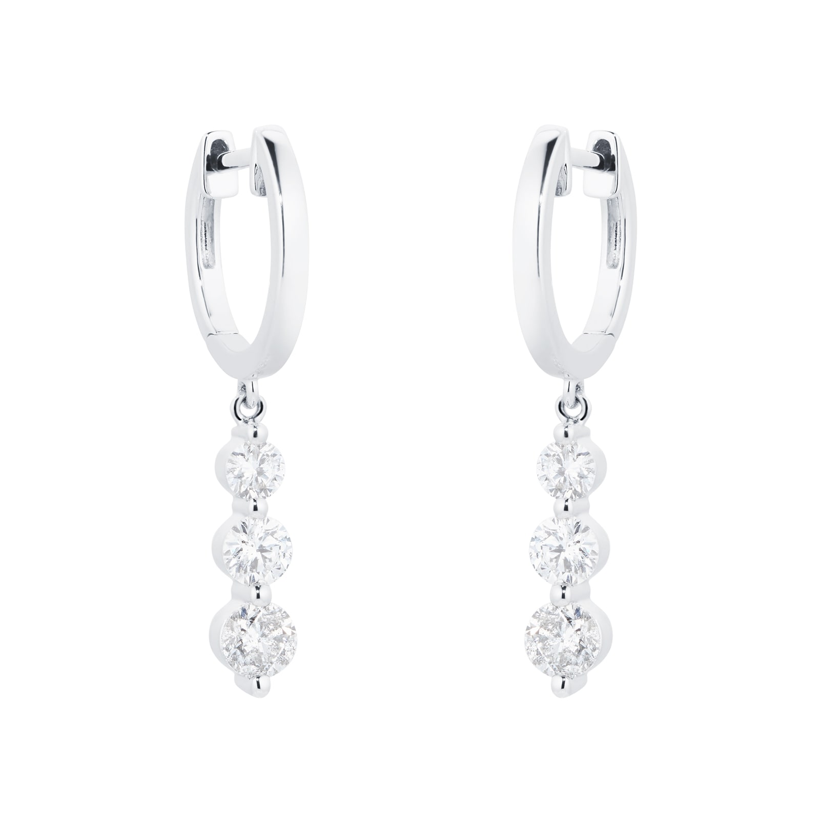 Mappin & Webb 18ct White Gold 1.00cttw Diamond Graduated Drop Hoop Earrings Mappin & Webb 18ct White Gold 1.00cttw Diamond Graduated Drop Hoop Earrings