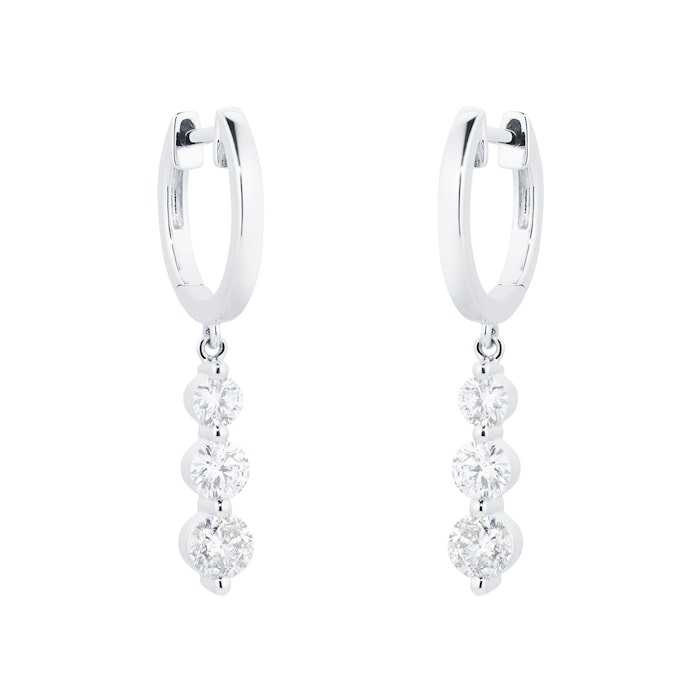 Mappin & Webb 18ct White Gold 1.00cttw Diamond Graduated Drop Hoop Earrings