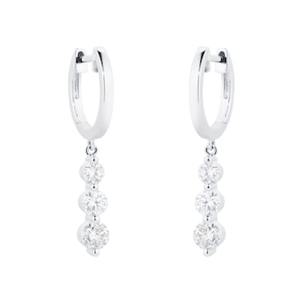 Mappin & Webb 18ct White Gold 1.00cttw Diamond Graduated Drop Hoop Earrings Mappin & Webb 18ct White Gold 1.00cttw Diamond Graduated Drop Hoop Earrings