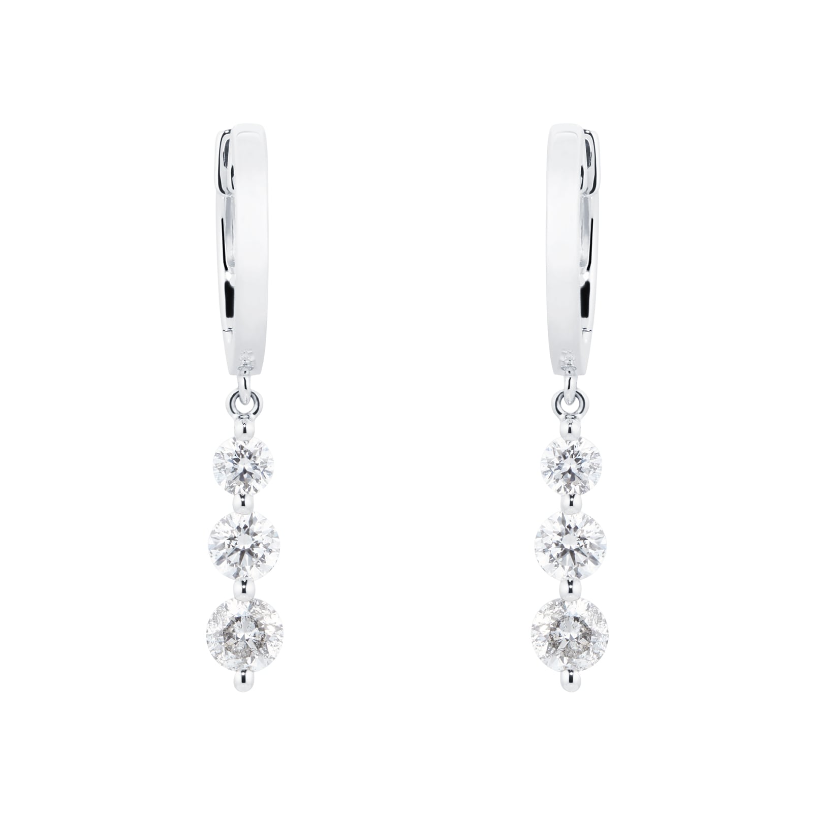 Mappin & Webb 18ct White Gold 1.00cttw Diamond Graduated Drop Hoop Earrings Mappin & Webb 18ct White Gold 1.00cttw Diamond Graduated Drop Hoop Earrings