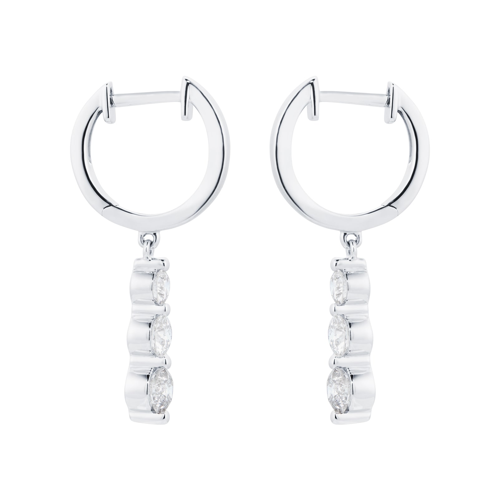 Mappin & Webb 18ct White Gold 1.00cttw Diamond Graduated Drop Hoop Earrings Mappin & Webb 18ct White Gold 1.00cttw Diamond Graduated Drop Hoop Earrings