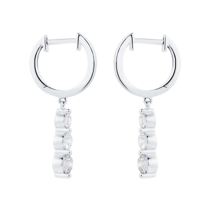 Mappin & Webb 18ct White Gold 1.00cttw Diamond Graduated Drop Hoop Earrings