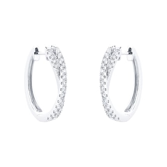 Goldsmiths 18ct White Gold Crossover Hoop Earrings