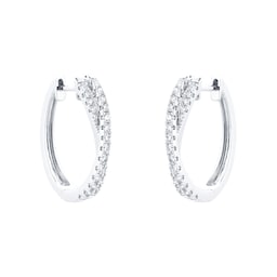12153260 - 18ct White Gold Crossover Hoop Earrings