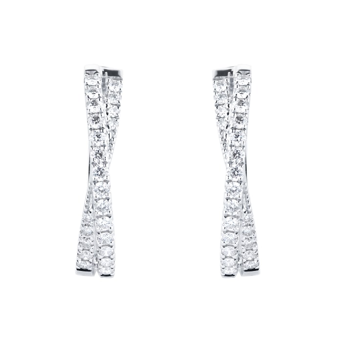 Goldsmiths 18ct White Gold Crossover Hoop Earrings