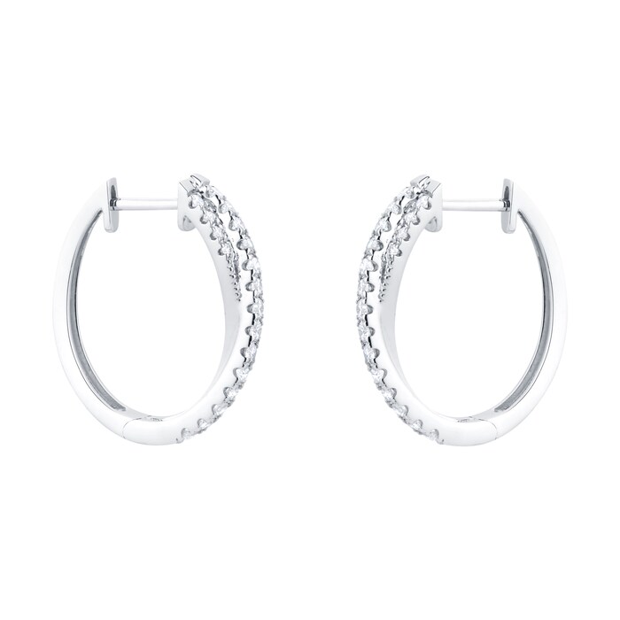 Goldsmiths 18ct White Gold Crossover Hoop Earrings