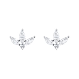 12153261 - 9ct White Gold Petal Stud Earrings