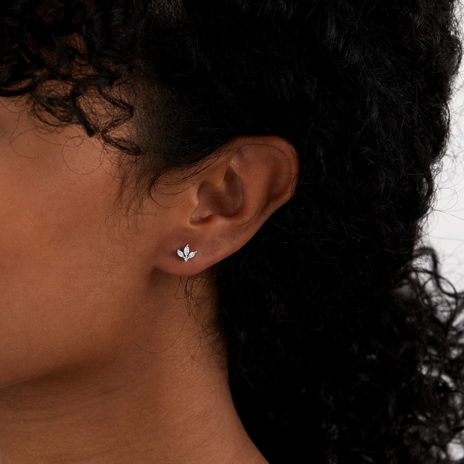 Goldsmiths 9ct White Gold Petal Stud Earrings Goldsmiths 9ct White Gold Petal Stud Earrings