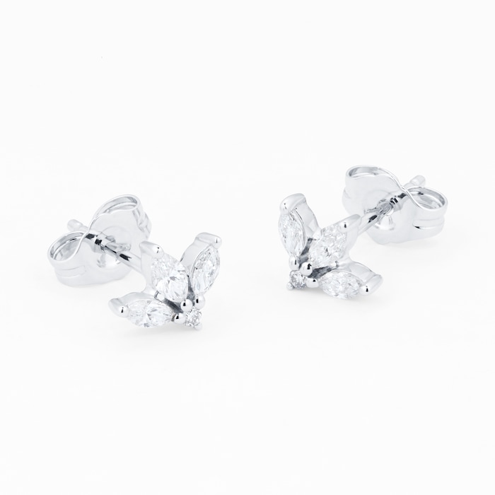 Goldsmiths 9ct White Gold Petal Stud Earrings