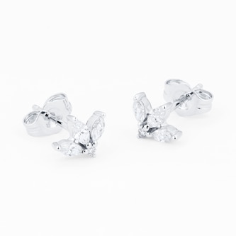 Goldsmiths 9ct White Gold Petal Stud Earrings Goldsmiths 9ct White Gold Petal Stud Earrings