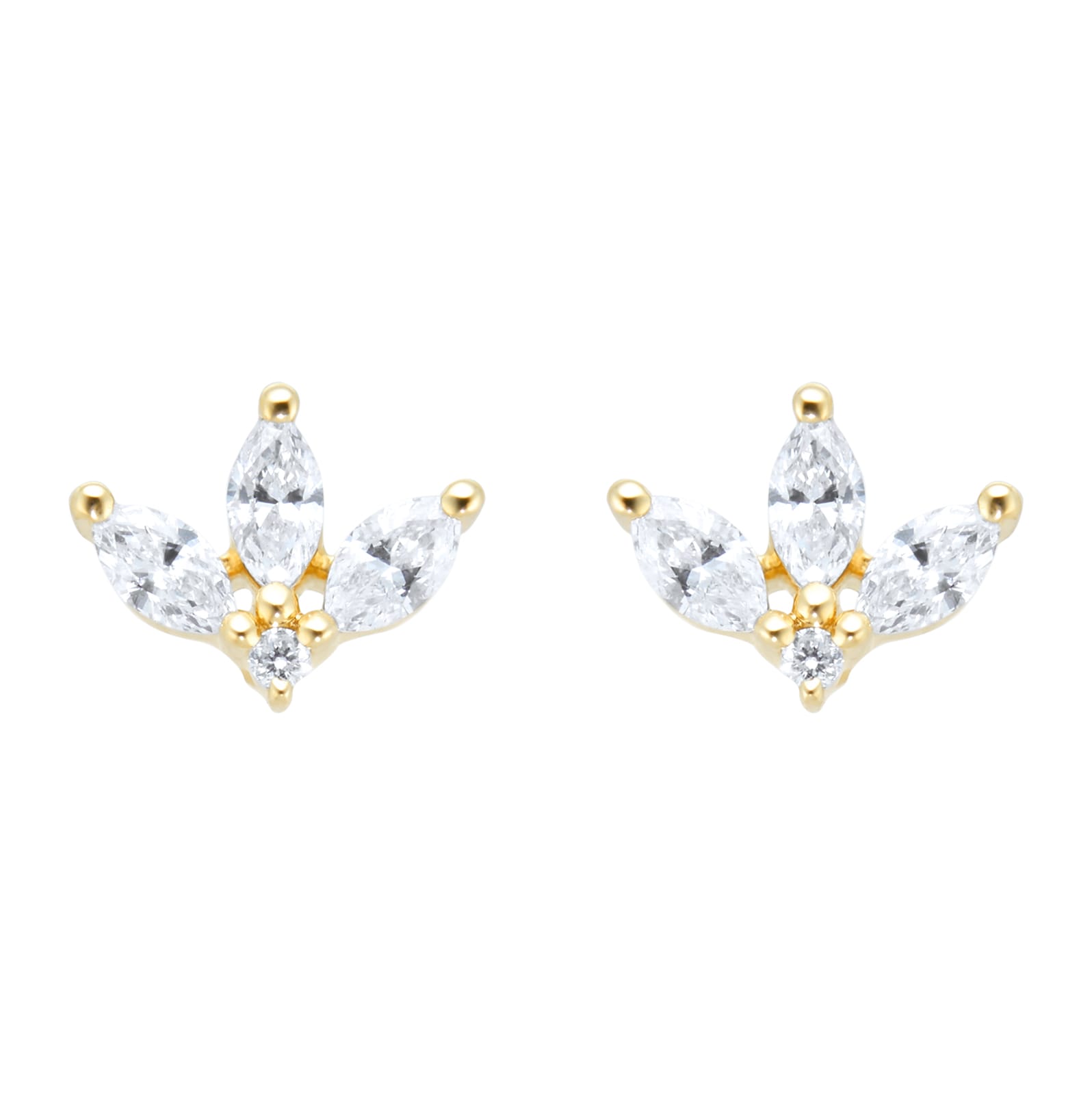 9ct Yellow Gold 0.26ct Petal Stud Earrings