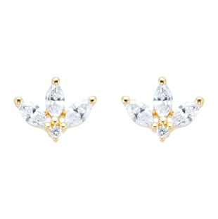 Goldsmiths 9ct Yellow Gold 0.26ct Petal Stud Earrings