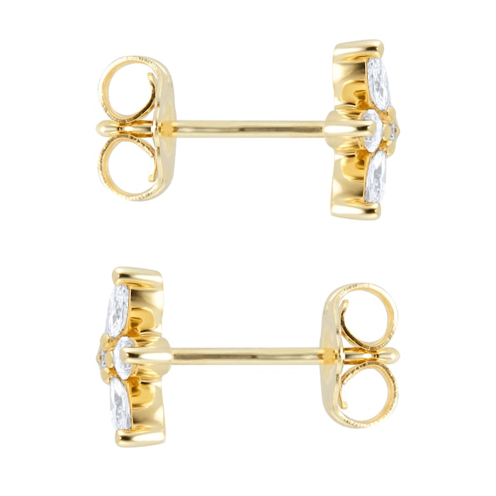 Goldsmiths 9ct Yellow Gold Petal Stud Earrings