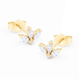 Goldsmiths 9ct Yellow Gold Petal Stud Earrings