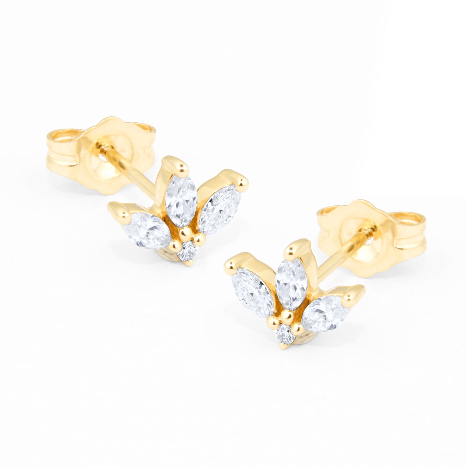 Goldsmiths 9ct Yellow Gold 0.26ct Petal Stud Earrings