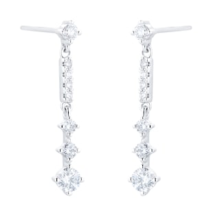 Goldsmiths 18ct White Gold Linear Drop Earrings