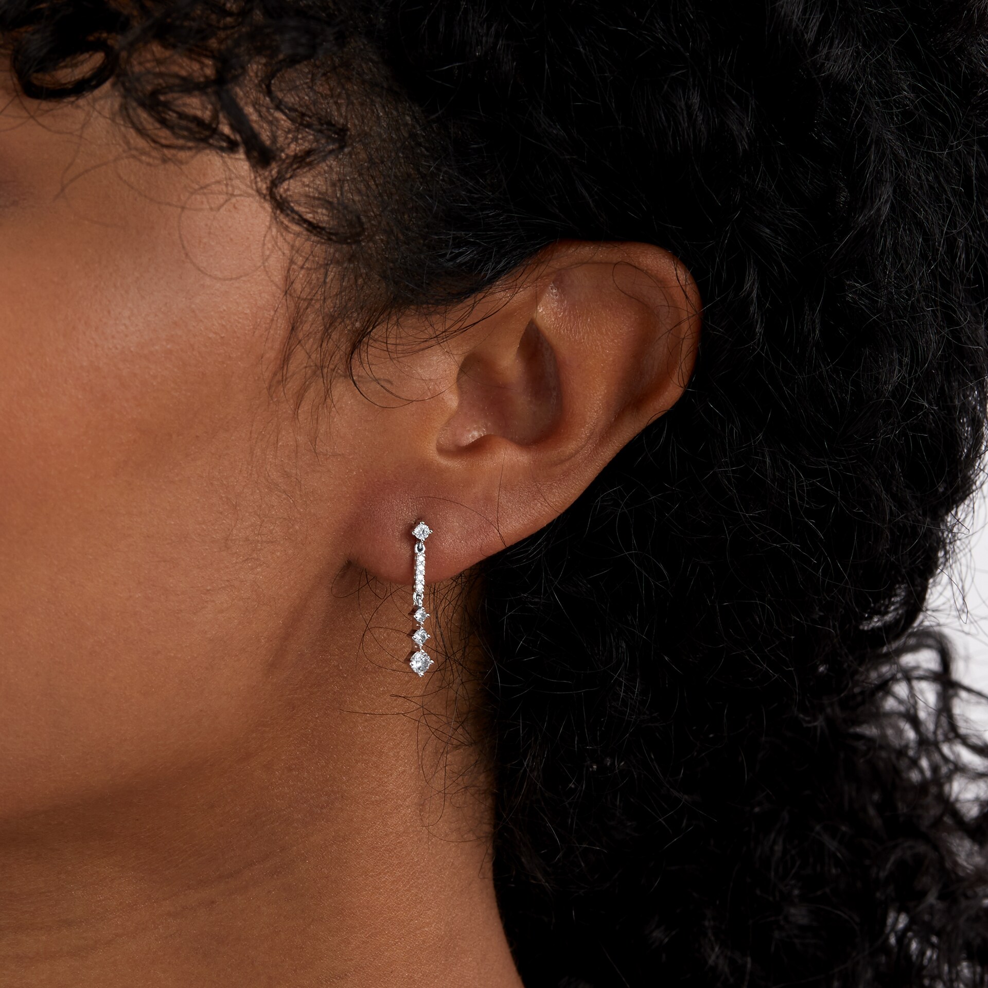 Goldsmiths 18ct White Gold Linear Drop Earrings Goldsmiths 18ct White Gold Linear Drop Earrings