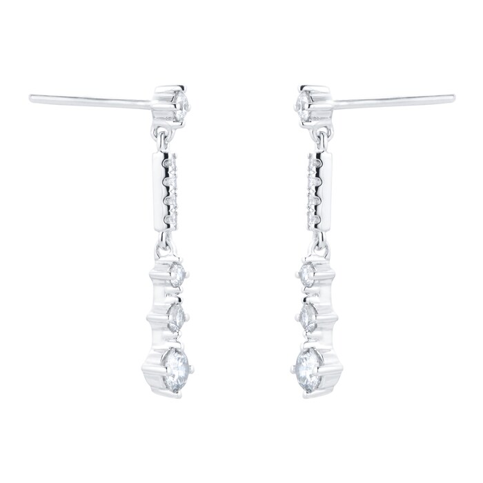 Goldsmiths 18ct White Gold Linear Drop Earrings