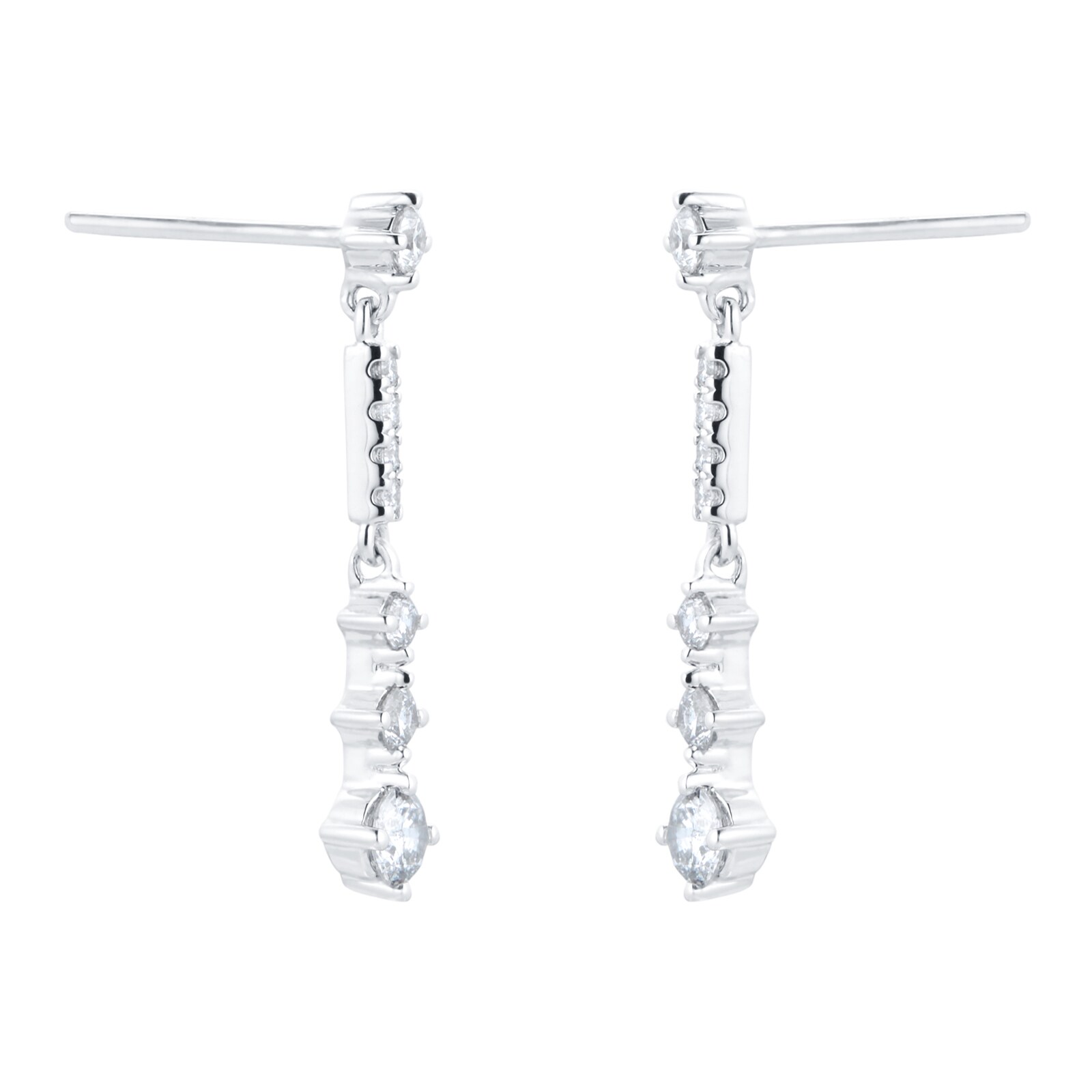Goldsmiths 18ct White Gold Linear Drop Earrings EA4471DS18KW Goldsmiths
