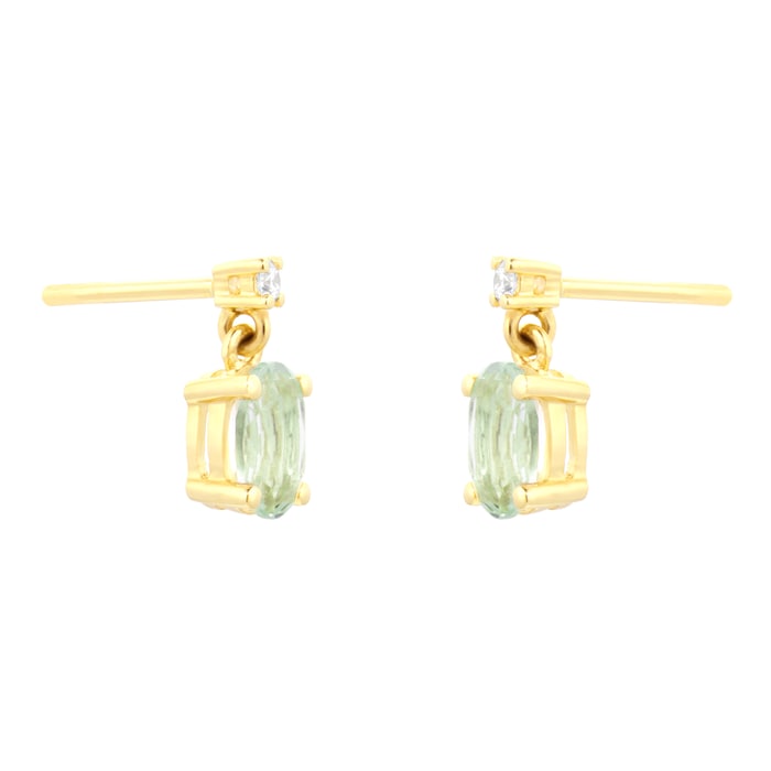 Goldsmiths 18ct Yellow Gold Amethyst & Diamond Drop Earrings