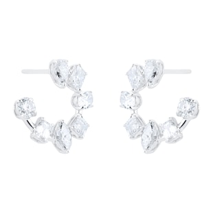 Mappin & Webb 18ct White Gold 2.23cttw Diamond Fancy Hoop Earrings