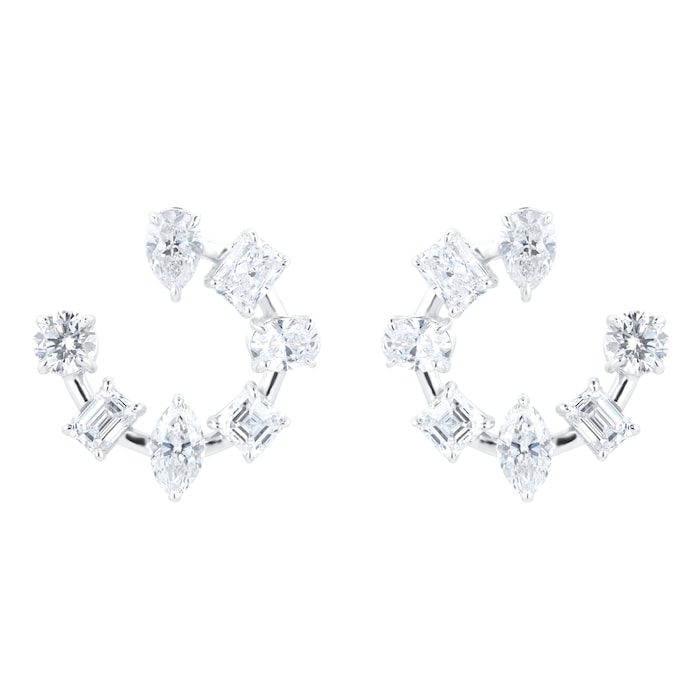 Mappin & Webb 18ct White Gold 2.23cttw Diamond Fancy Hoop Earrings