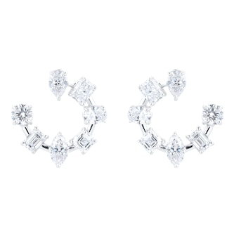 Mappin & Webb 18ct White Gold 2.23cttw Diamond Fancy Hoop Earrings