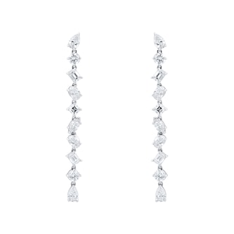 Mappin & Webb 18ct White Gold 3.80cttw Fancy Pear Cut Drop Earrings
