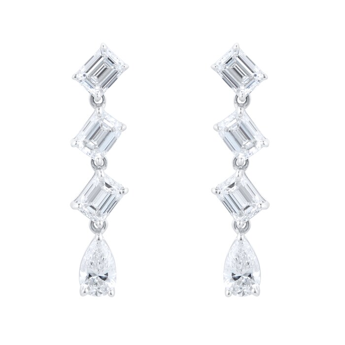 Mappin & Webb 18ct White Gold 2.43cttw Fancy Drop Earrings