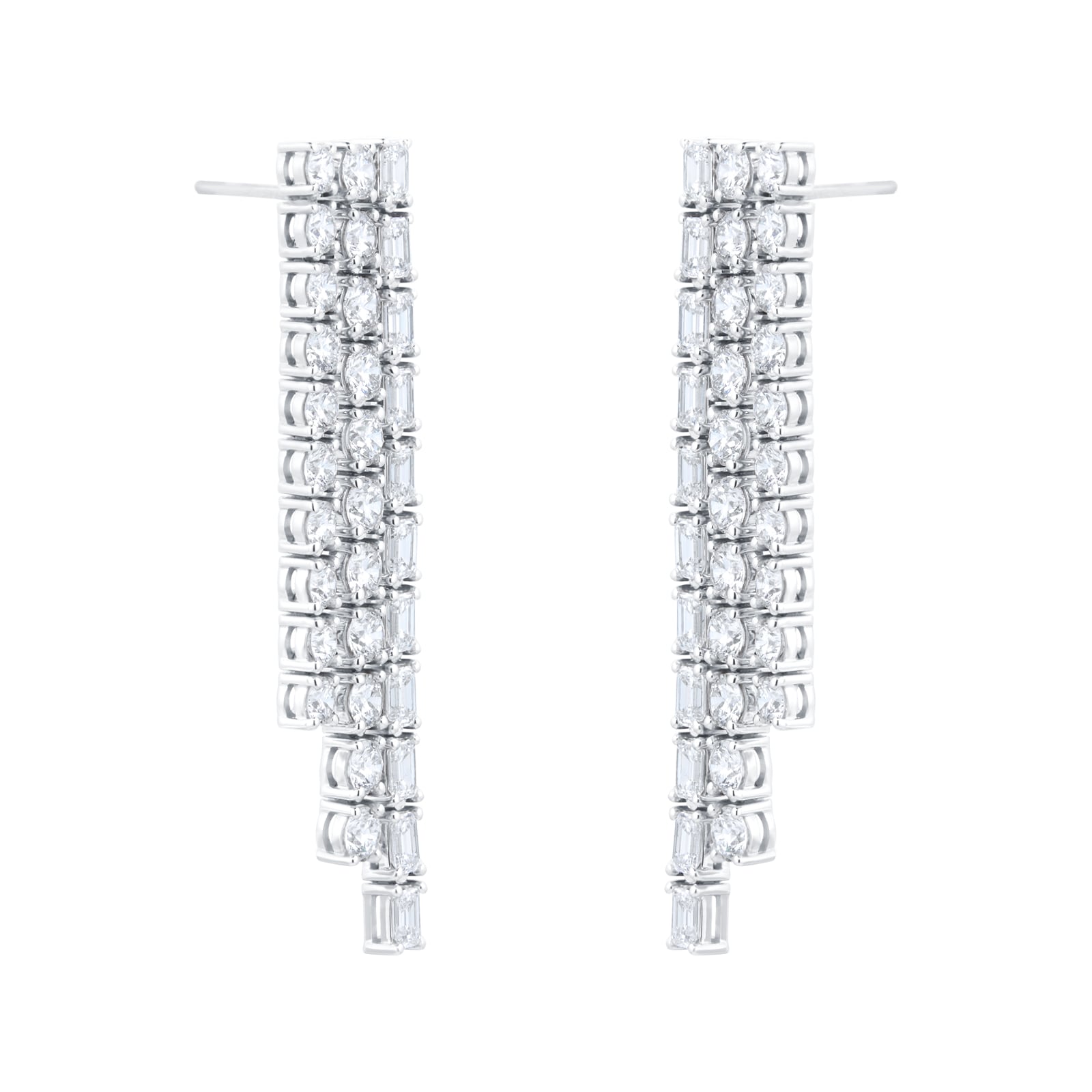 18ct White Gold 7.67cttw Diamond Waterfall Drop Earrings