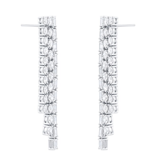 Mappin & Webb 18ct White Gold 7.67cttw Diamond Waterfall Drop Earrings