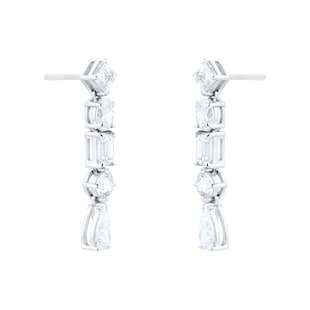 Mappin & Webb 18ct White Gold 2.21cttw Fancy Mixed Cut Drop Earrings