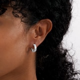 Mappin & Webb 18ct White Gold Emerald Cut Diamond Hoop Earrings