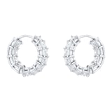 Mappin & Webb 18ct White Gold Emerald Cut Diamond Hoop Earrings