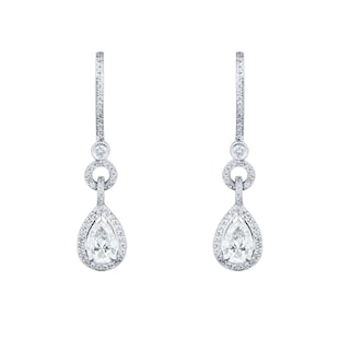 Mappin & Webb 18ct White Gold 2.62ct Pear Cut Diamond Halo Drop Earrings