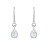 Mappin & Webb 18ct White Gold 2.62ct Pear Cut Diamond Halo Drop Earrings