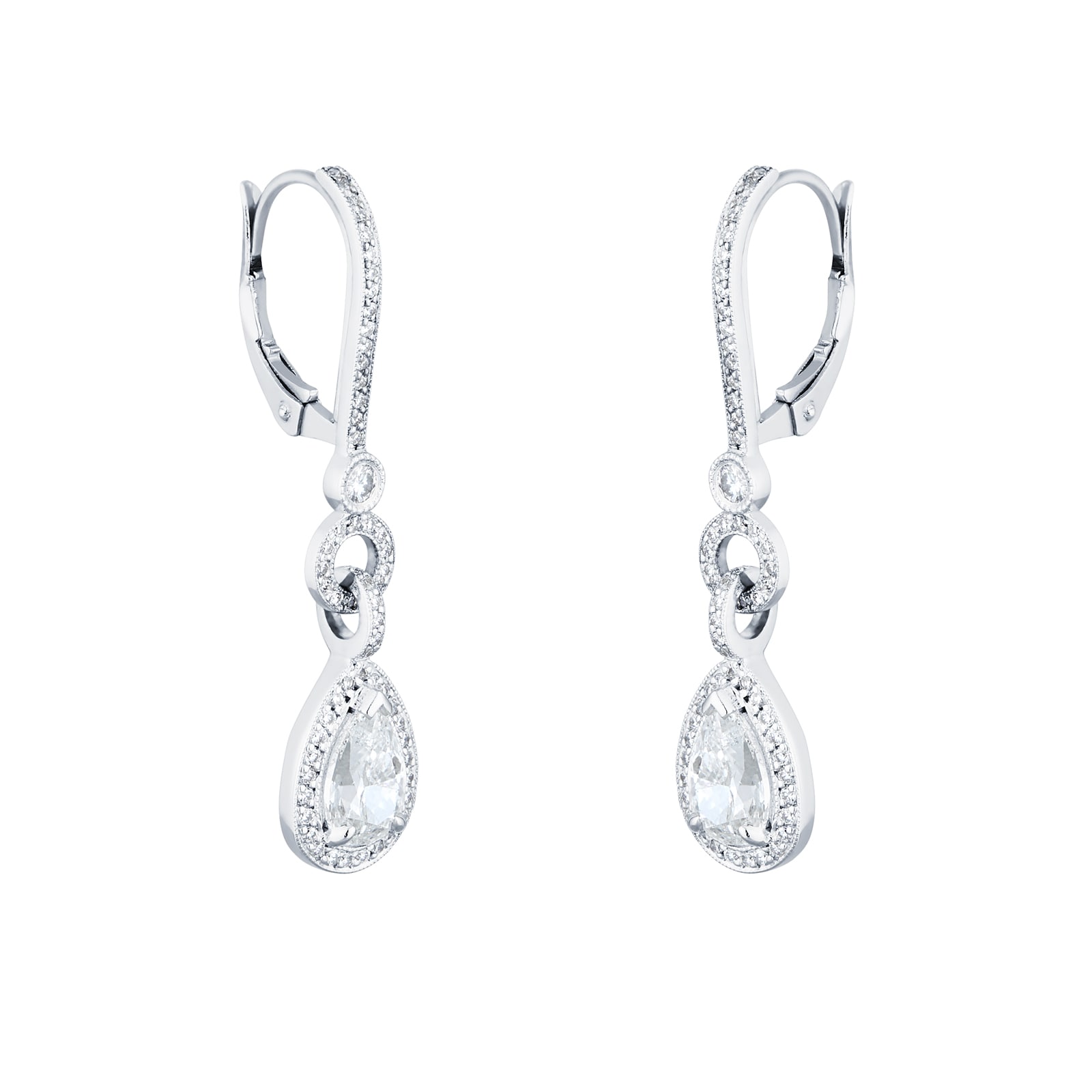 Mappin & Webb Platinum 2.62ct Pear Cut Diamond Halo Drop Earrings Mappin & Webb Platinum 2.62ct Pear Cut Diamond Halo Drop Earrings