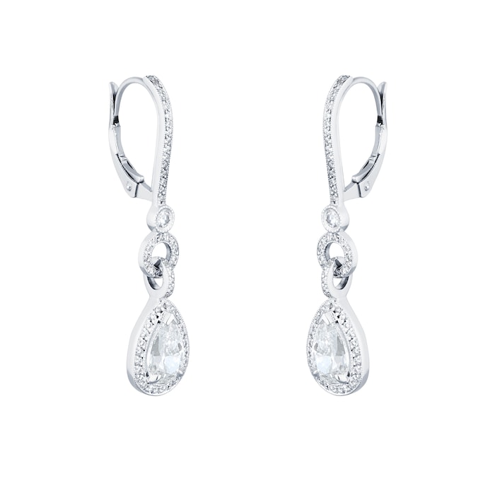 Mappin & Webb 18ct White Gold 2.62ct Pear Cut Diamond Halo Drop Earrings