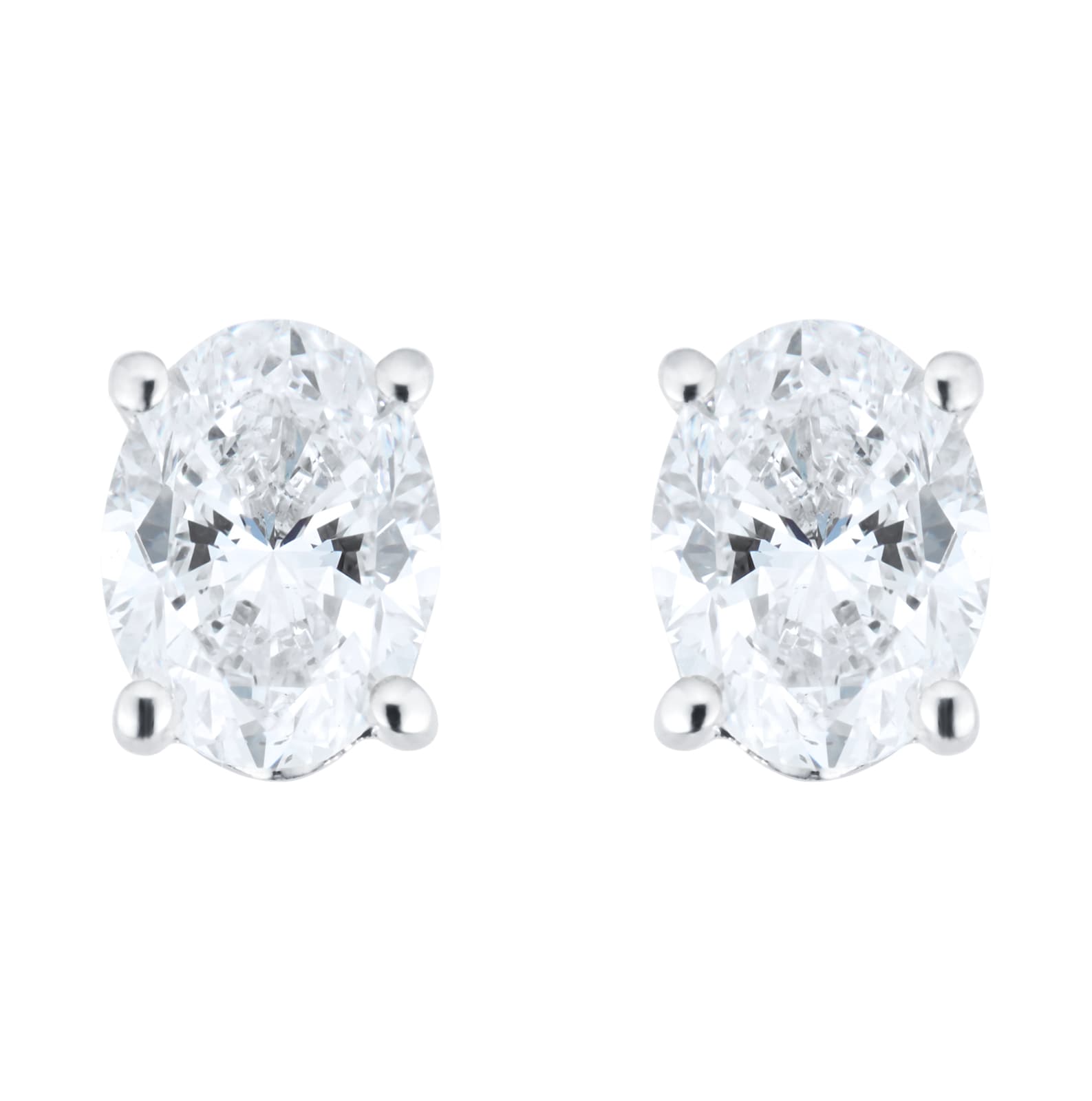 Platinum 2.00cttw Oval Cut Diamond Stud Earrings