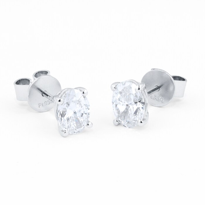 Mappin & Webb Platinum 2.00cttw Oval Cut Diamond Stud Earrings