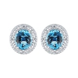 Mappin & Webb 18ct White Gold 13.10ct Aquamarine & 1.20cttw Diamond Stud Earrings