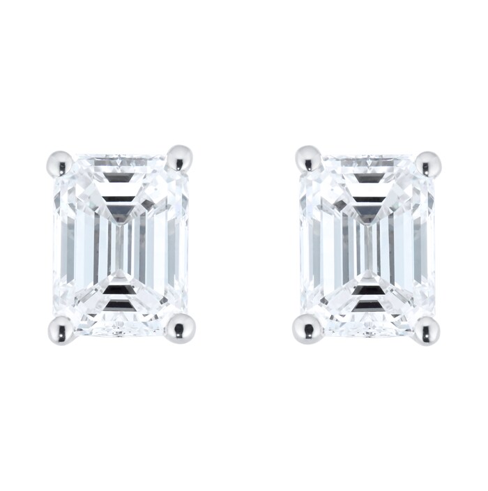 Mappin & Webb Platinum 2.00cttw Emerald Cut Stud Earrings Plat EC 2ct ...