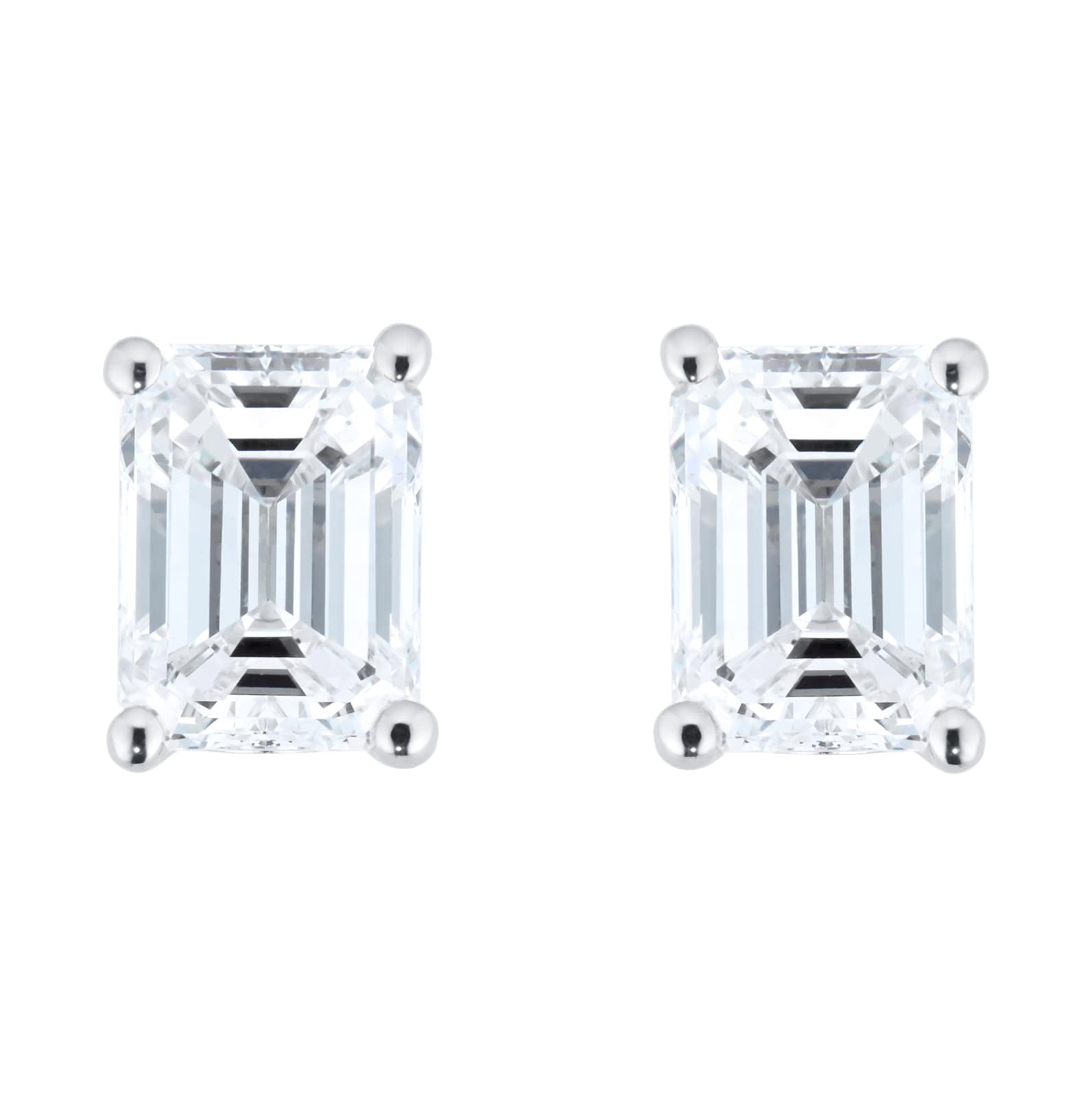 Mappin & Webb Platinum 2.00cttw Emerald Cut Stud Earrings Plat EC 2ct ...