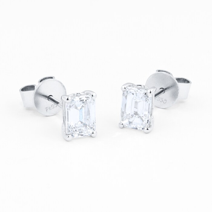 Mappin & Webb Platinum 2.00cttw Emerald Cut Stud Earrings